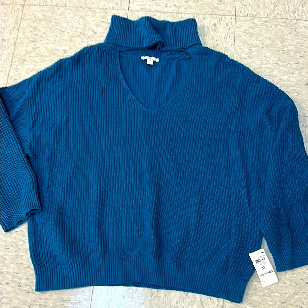 Bar III Blue Ribbed Knit turtleneck Sweater women’s 3X NWT